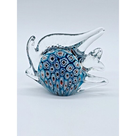 Murano Style Millefiori Art Glass 4.25" ropical Angelfish Paperweight Figurine - Picture 5 of 9